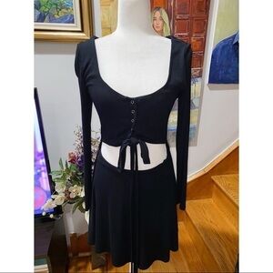 Privacy Please Black Snap Closure Skater Dress